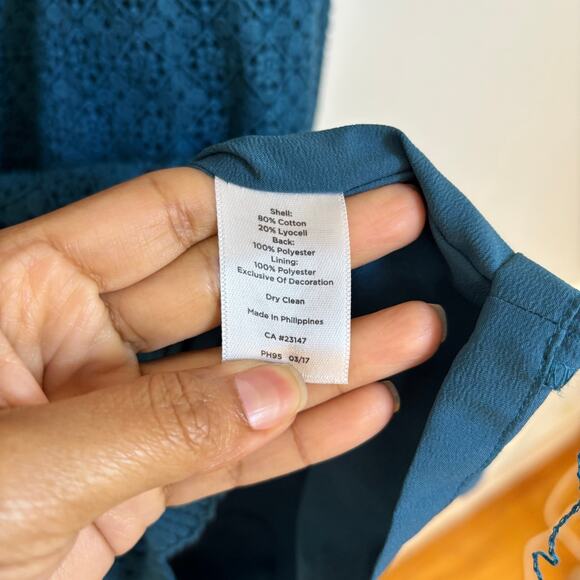 Talbots Eyelet Lace Sheath Dress Size 22W Teal Graceful Cocktail Elegant Holiday - Picture 9 of 14